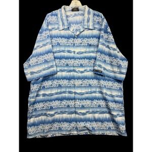 Vtg XXL Short Sleeve Blue & White South Pole Logo Print Buttoned Shirt Hip Hop
